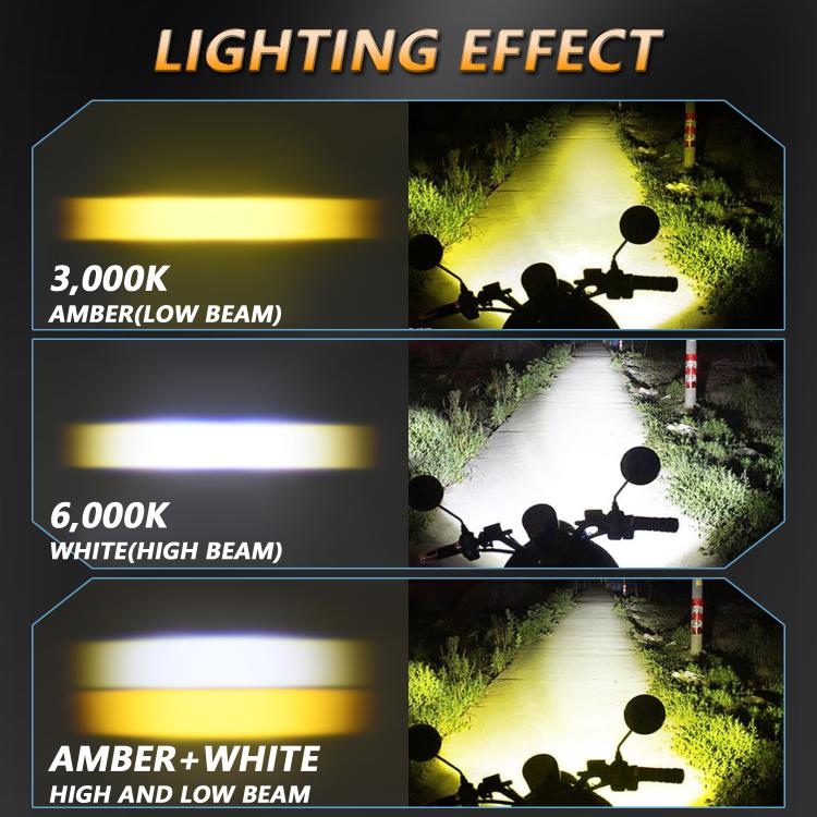 40W Motorcycle Wired Switch Integrated Waterproof Demon Eye Spotlight - Orange Light