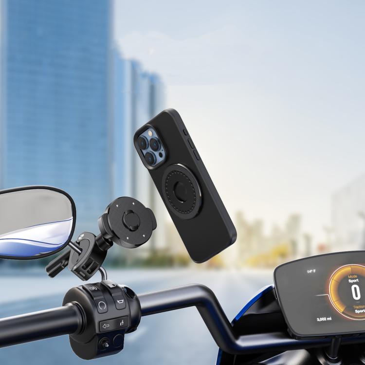 Bicycle Motorcycle Snap-On Mobile Phone Holder With Magnetic Ring - QL-10 Black