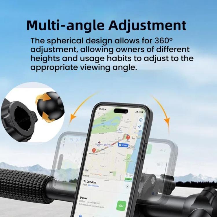 Bicycle Motorcycle Snap-On Mobile Phone Holder With Magnetic Ring - QL-10 Black