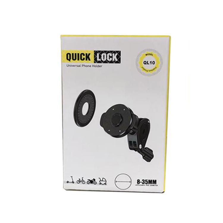 Bicycle Motorcycle Snap-On Mobile Phone Holder With Magnetic Ring - QL-10 Black