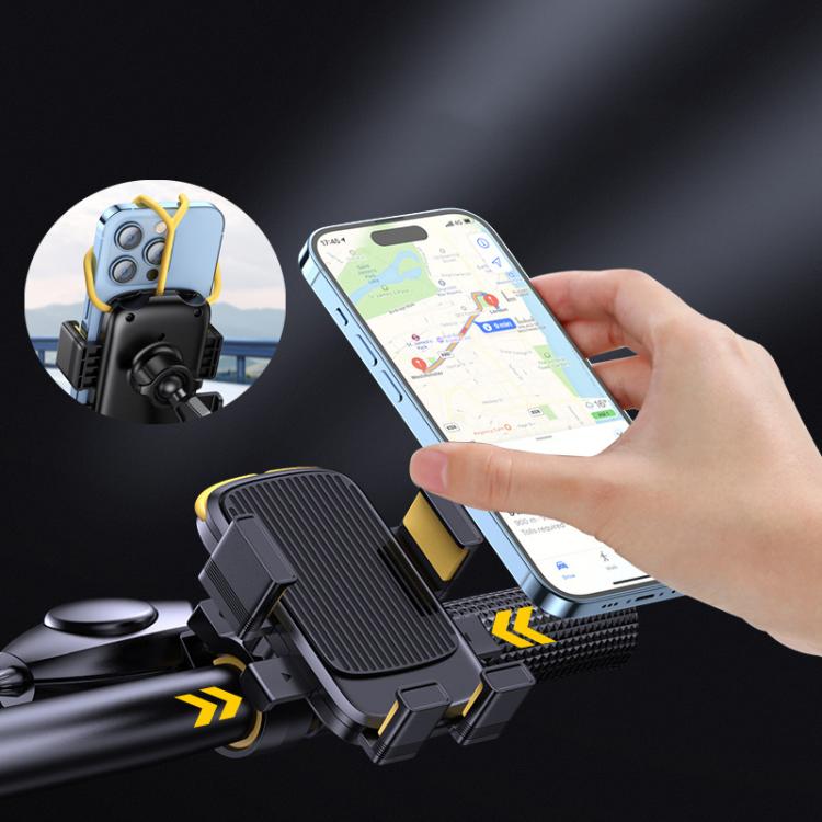 Handbar  Bicycle and Motorcycle Phone Holder with Hidden Silicone Strap