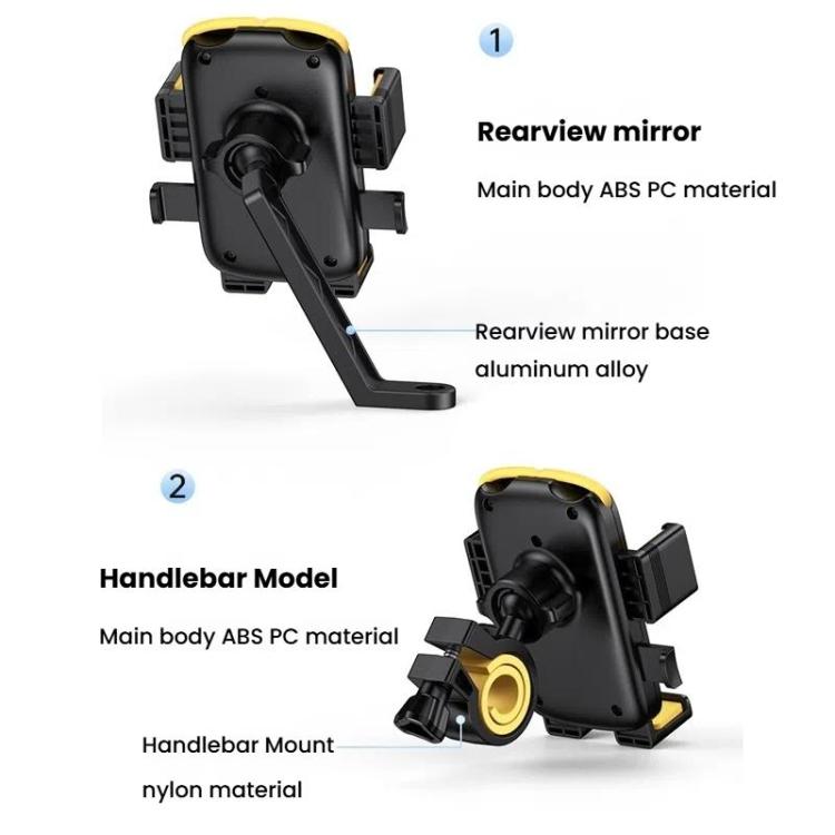 Handbar  Bicycle and Motorcycle Phone Holder with Hidden Silicone Strap