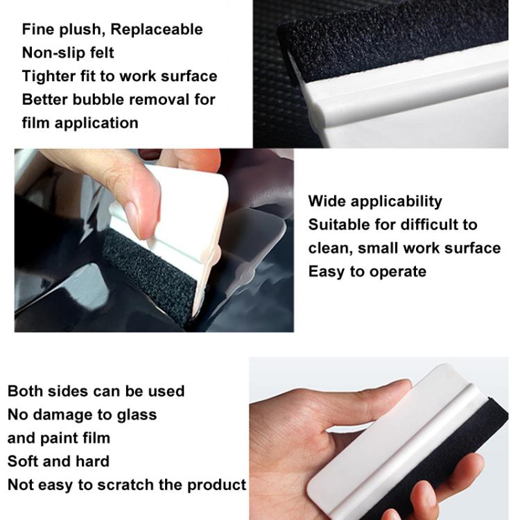 5pcs With Felt Car Film Tool Anti-scratch Small Scraper - White