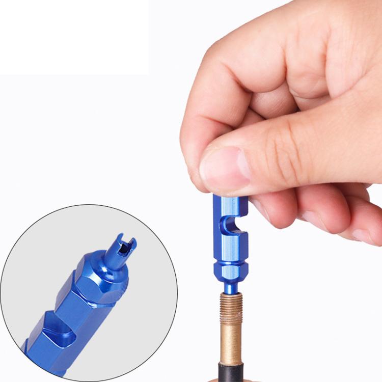 Aluminum Alloy American/French Bicycle Valve Core Removal Tool - Blue Hexagonal