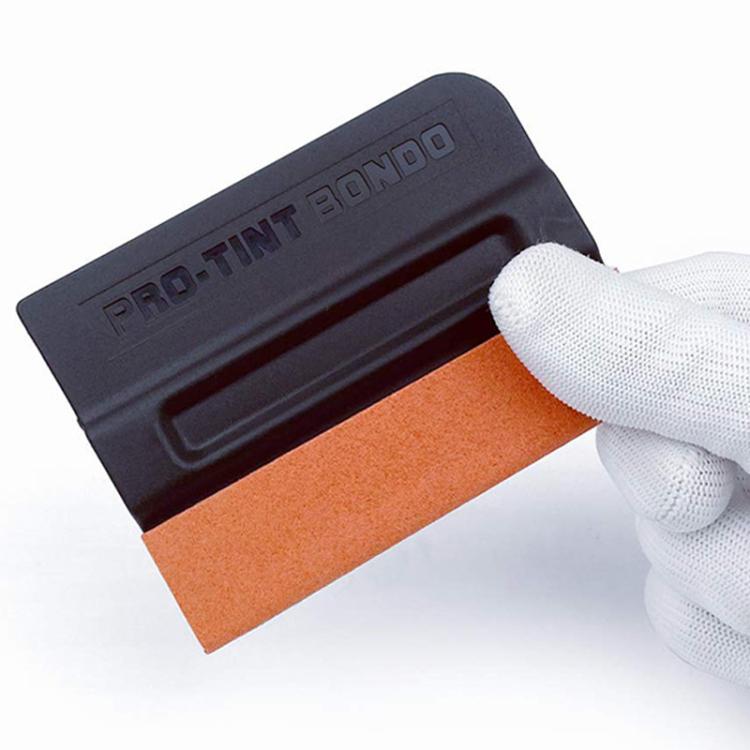 Hard ABS Car Film Scraper Imitation Buckskin Scraper With Magnetic Attraction - Black