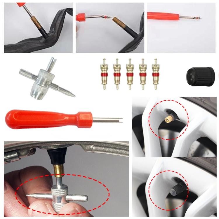 33pcs/Set Car Bicycle Tire Valve Core Installation Tool Repair Kit, Specifications: A
