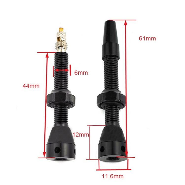 Mountain Road Bike Tubeless French Vacuum Valve, Color: 44mm Black A
