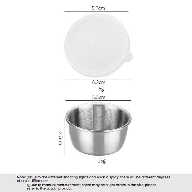 40ml 304 Stainless Steel Sauce Cup With Plastic Lid Sealed Leak-Proof Dipping Dish Seasoning Dish