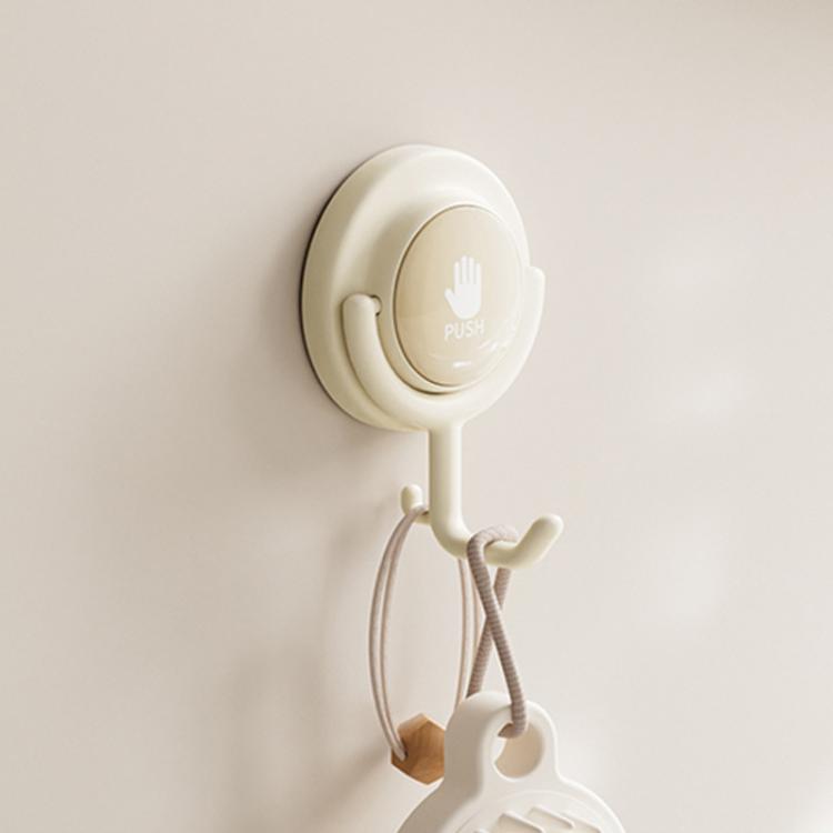 Suction Cup Hook No Hole Bathroom Strong Load-bearing Swivel Wall Behind Door No Trace Sticky Wall Hook, Color: Apricot  - Flat Hook