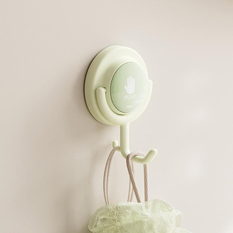Suction Cup Hook No Hole Bathroom Strong Load-bearing Swivel Wall Behind Door No Trace Sticky Wall Hook, Color: Green  - Flat Hook
