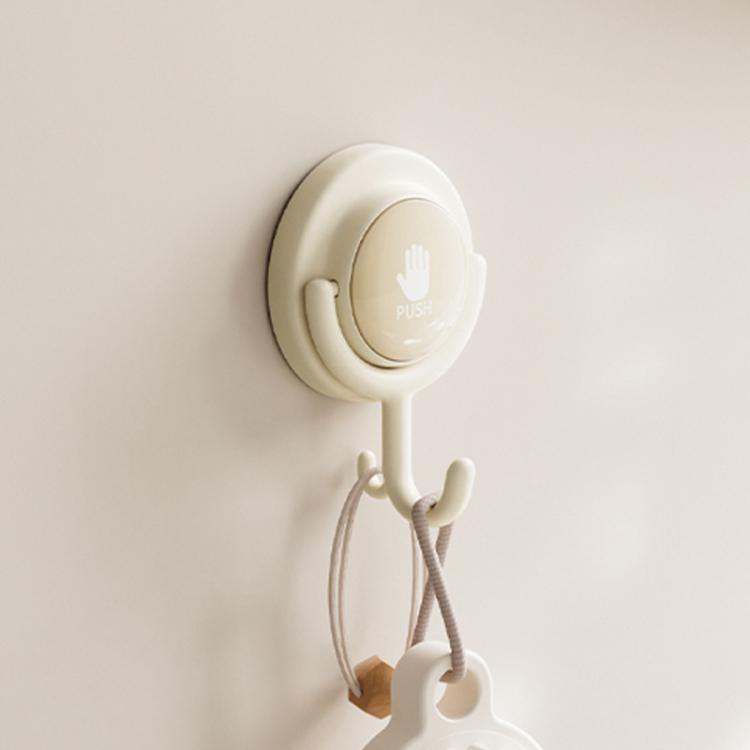 Suction Cup Hook No Hole Bathroom Strong Load-bearing Swivel Wall Behind Door No Trace Sticky Wall Hook, Color: Apricot  - Curved Hook
