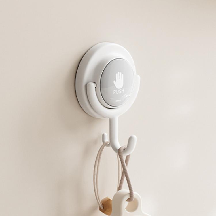 Suction Cup Hook No Hole Bathroom Strong Load-bearing Swivel Wall Behind Door No Trace Sticky Wall Hook, Color: Gray  - Curved Hook