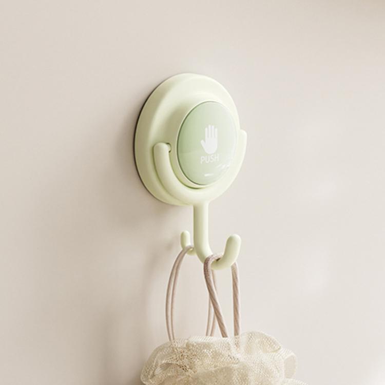 Suction Cup Hook No Hole Bathroom Strong Load-bearing Swivel Wall Behind Door No Trace Sticky Wall Hook, Color: Green  - Curved Hook