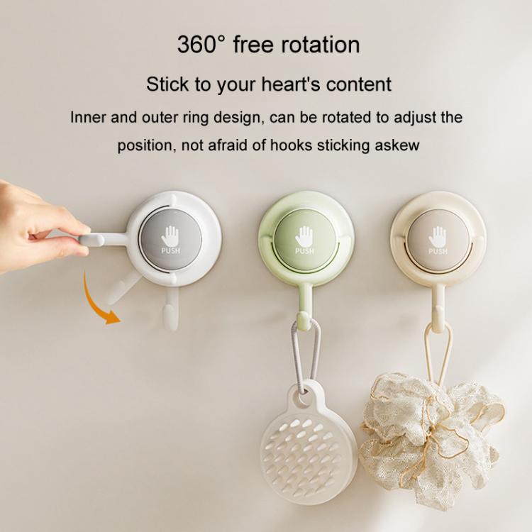 Suction Cup Hook No Hole Bathroom Strong Load-bearing Swivel Wall Behind Door No Trace Sticky Wall Hook, Color: Apricot  - Curved Hook