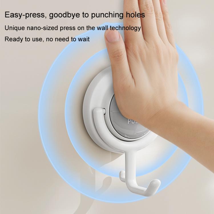 Suction Cup Hook No Hole Bathroom Strong Load-bearing Swivel Wall Behind Door No Trace Sticky Wall Hook, Color: Gray  - Curved Hook