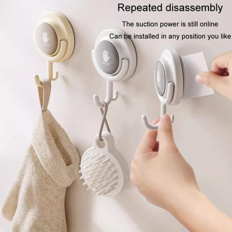 Suction Cup Hook No Hole Bathroom Strong Load-bearing Swivel Wall Behind Door No Trace Sticky Wall Hook, Color: Apricot  - Curved Hook