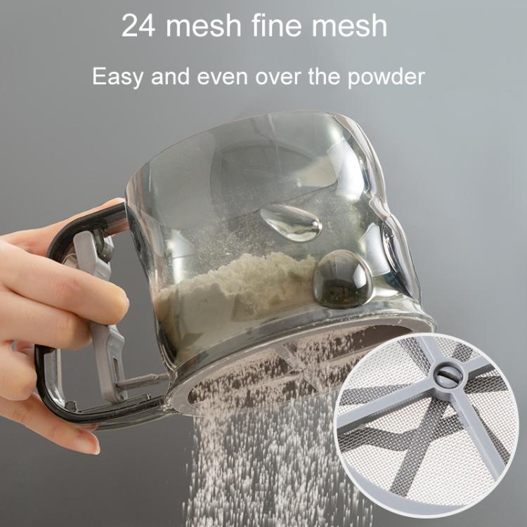Kitchen Handheld Semi-Automatic Flour Sifter Baking Assistant Powder Sieving Tool - Tea Gray