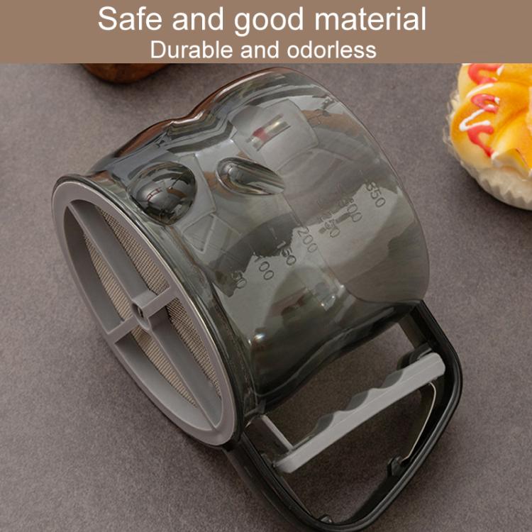 Kitchen Handheld Semi-Automatic Flour Sifter Baking Assistant Powder Sieving Tool - Tea Gray