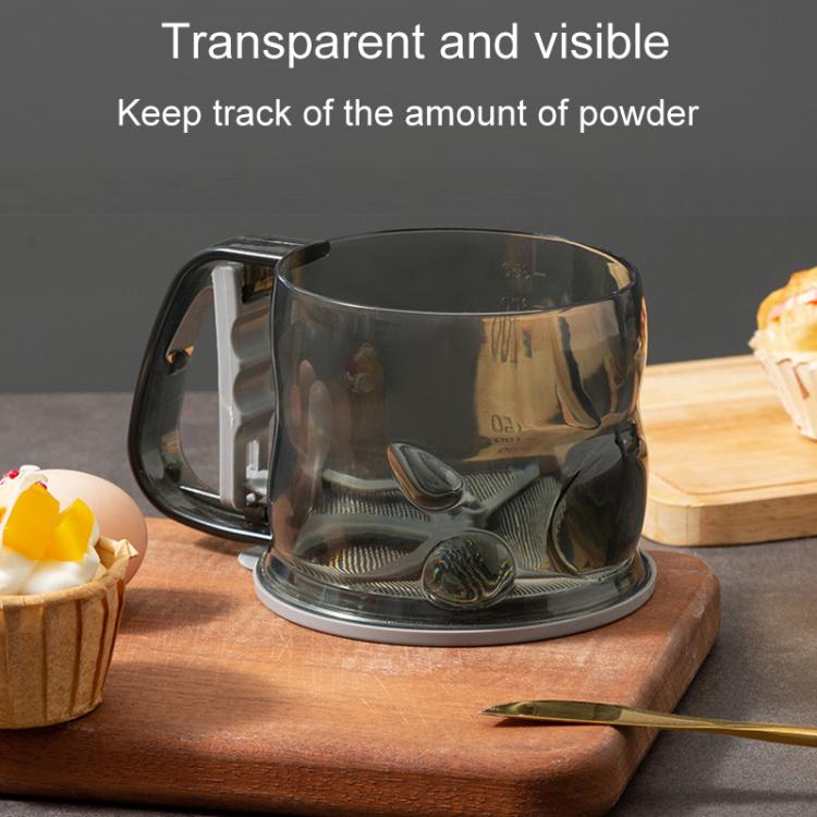 Kitchen Handheld Semi-Automatic Flour Sifter Baking Assistant Powder Sieving Tool - Tea Gray