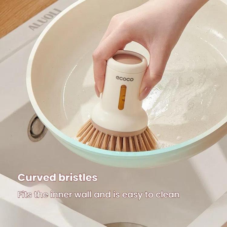 2pcs /Set ecoco Pot Washing Brush Short Handle Squeezeable + Long Handle Rotatable Household Dishwashing Brush