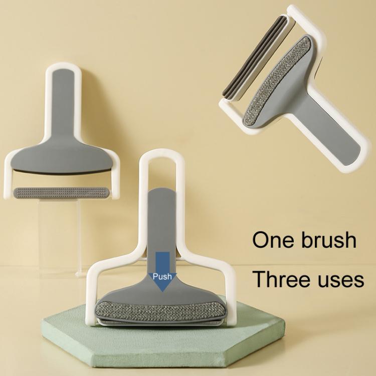 Household Clothes Scraper Portable Multifunctional Hair Removal Brush - White Gray