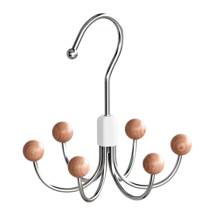 Six Claws Hooks 360 Degree Rotating Wardrobe Bag Hanger Multi-functional Underwear Clothes Storage Hooks - Cedarwood Beads
