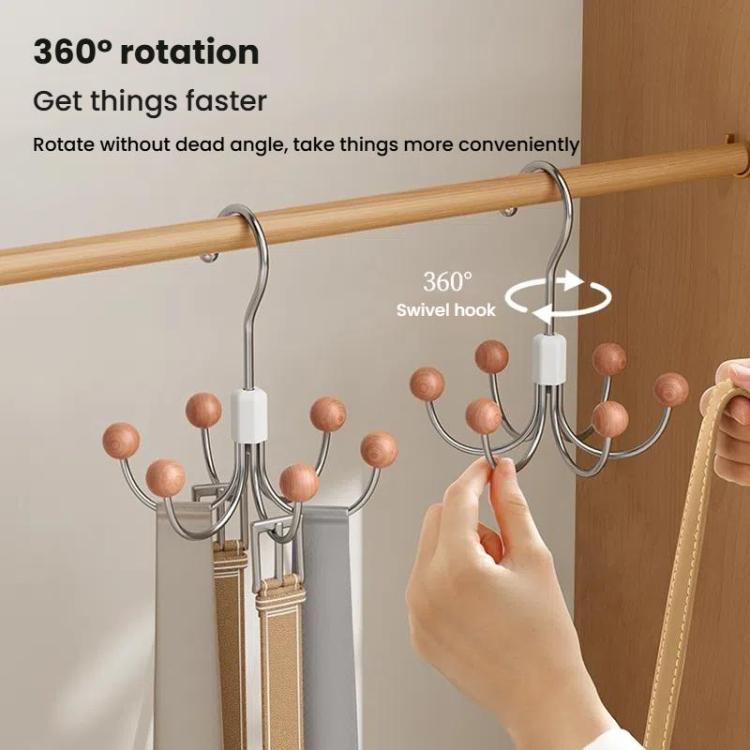 Six Claws Hooks 360 Degree Rotating Wardrobe Bag Hanger Multi-functional Underwear Clothes Storage Hooks - Cedarwood Beads