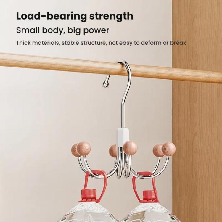 Six Claws Hooks 360 Degree Rotating Wardrobe Bag Hanger Multi-functional Underwear Clothes Storage Hooks - Cedarwood Beads