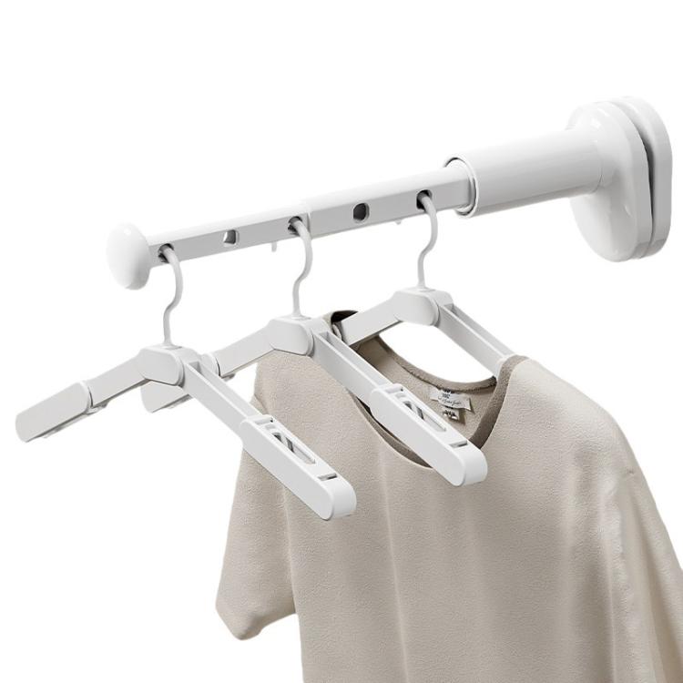 Portable Travel Clothes Drying Rack Business Trip Hotel Indoor Hole-Free Telescopic Drying Hanger - White