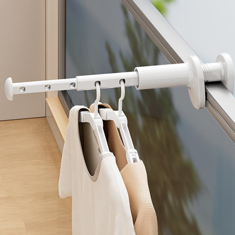 Portable Travel Clothes Drying Rack Business Trip Hotel Indoor Hole-Free Telescopic Drying Hanger - White
