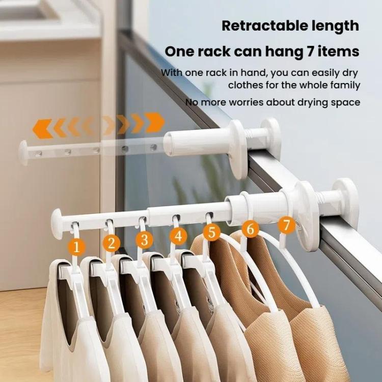 Portable Travel Clothes Drying Rack Business Trip Hotel Indoor Hole-Free Telescopic Drying Hanger - White
