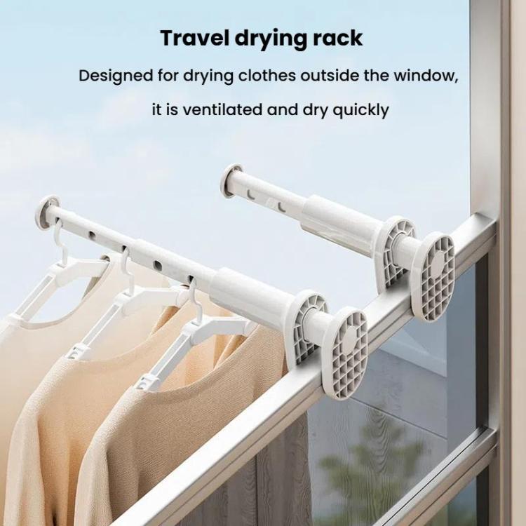 Portable Travel Clothes Drying Rack Business Trip Hotel Indoor Hole-Free Telescopic Drying Hanger - White