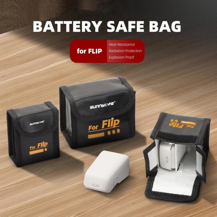 For DJI Flip Sunnylife Battery Explosion Proof Bag Li-ion Safety Storage Bag Flame Retardant Protective Bag Medium  - For 2 Batteries
