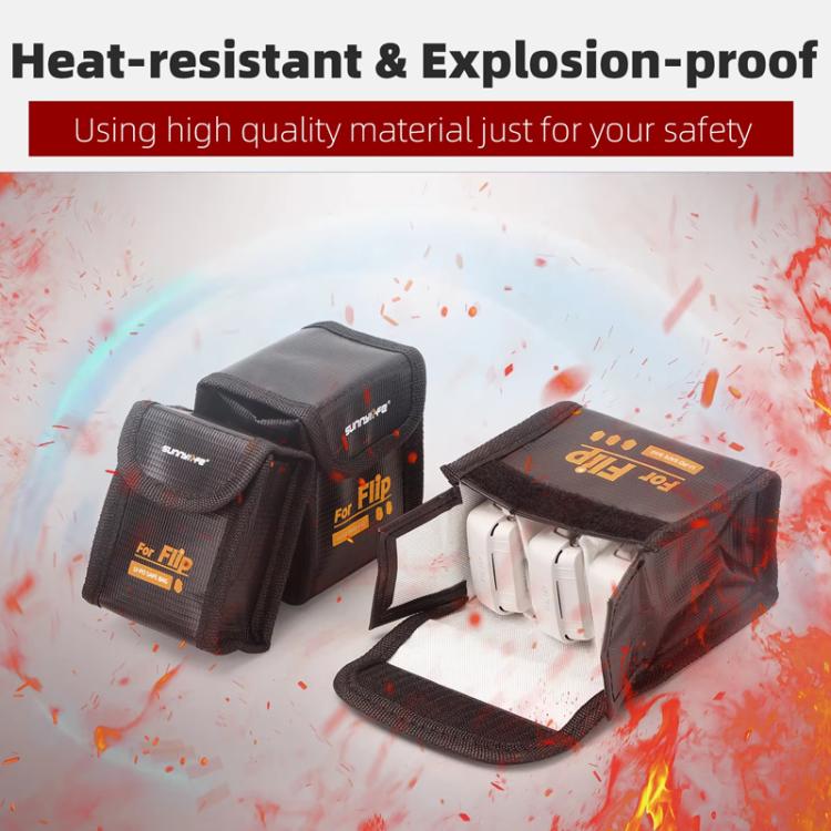For DJI Flip Sunnylife Battery Explosion Proof Bag Li-ion Safety Storage Bag Flame Retardant Protective Bag Small  - For 1 Battery