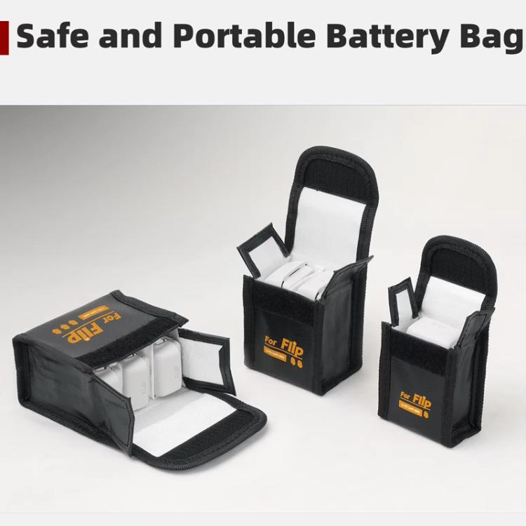 For DJI Flip Sunnylife Battery Explosion Proof Bag Li-ion Safety Storage Bag Flame Retardant Protective Bag Large  - For 2 Batteries