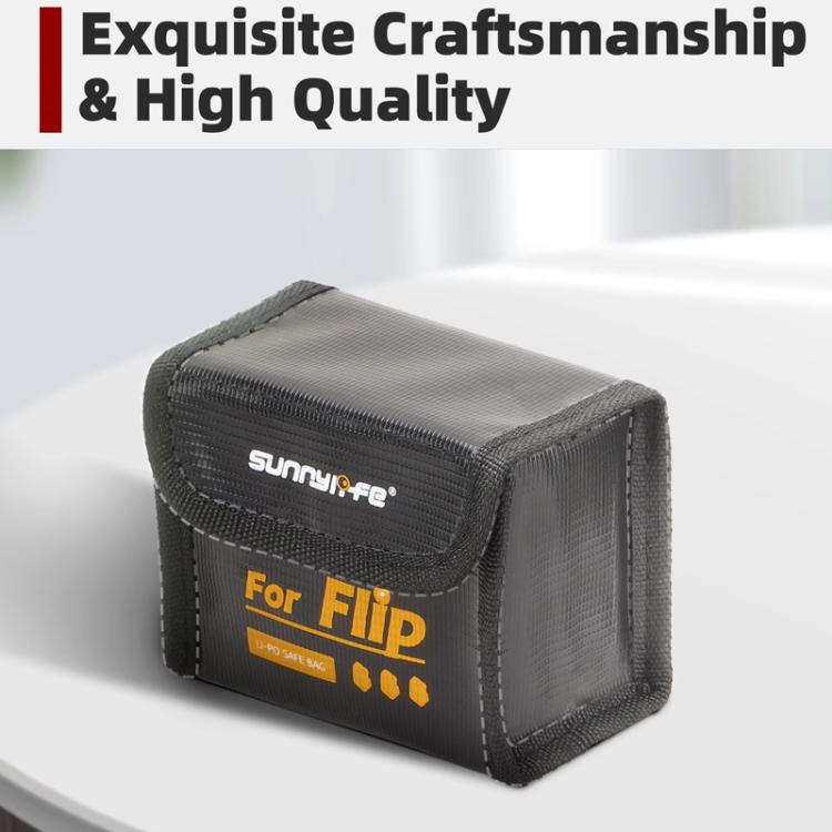 For DJI Flip Sunnylife Battery Explosion Proof Bag Li-ion Safety Storage Bag Flame Retardant Protective Bag Large  - For 2 Batteries