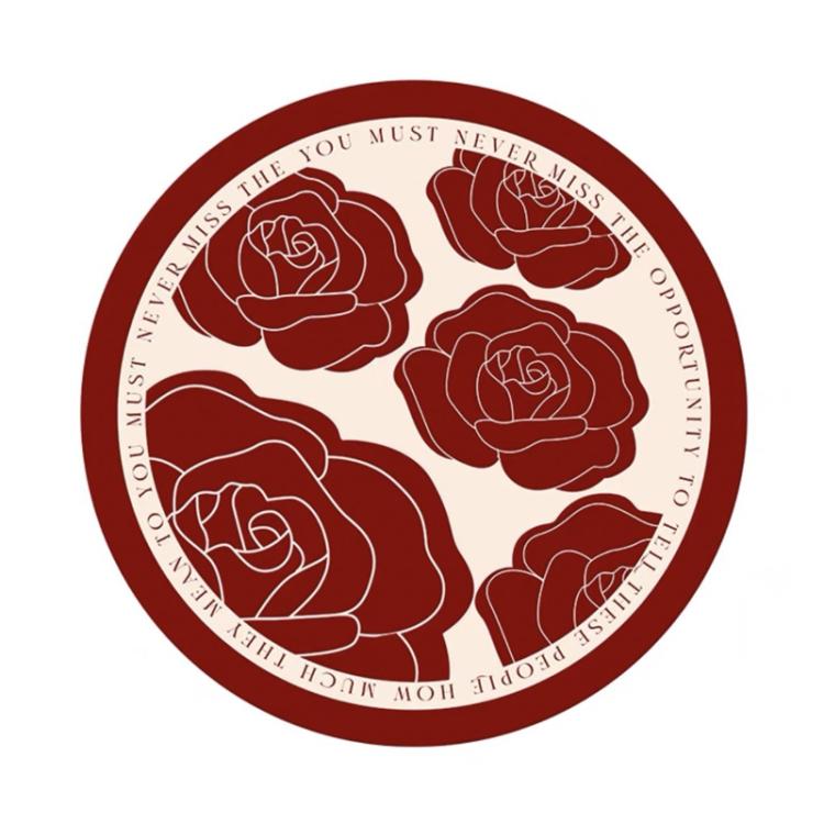 30x30cm Vintage Placemat Round Absorbent Thermal Insulation Table Mat Bar Coaster Dishes Western Placemat, Style: Red Rose