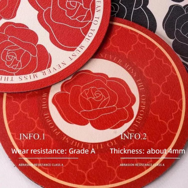30x30cm Vintage Placemat Round Absorbent Thermal Insulation Table Mat Bar Coaster Dishes Western Placemat, Style: Black Rose