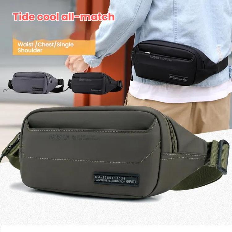 HAOSHUAI Men Outdoor Running Waist Bag Casual Chest Pouch Messenger Bag