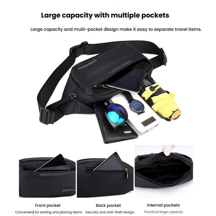HAOSHUAI Men Outdoor Running Waist Bag Casual Chest Pouch Messenger Bag