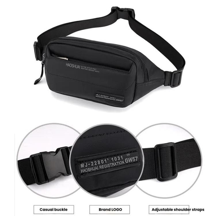 HAOSHUAI Men Outdoor Running Waist Bag Casual Chest Pouch Messenger Bag