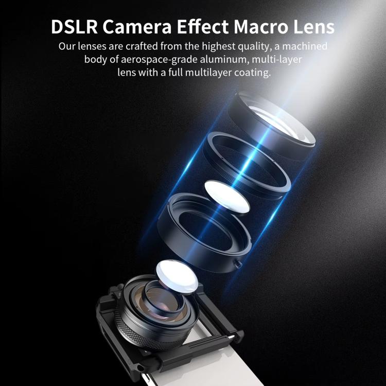 APEXEL APL-ZM100 10X-20X Fixed Focus Macro Cell Phone Lens For HD Close-up Photography - Black