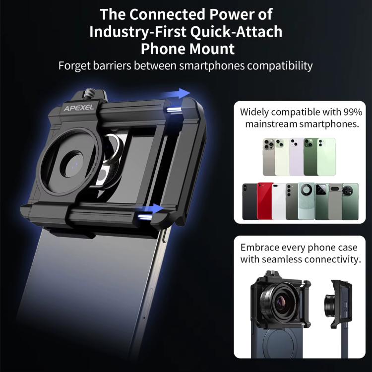 APEXEL APL-ZM100 10X-20X Fixed Focus Macro Cell Phone Lens For HD Close-up Photography - Black