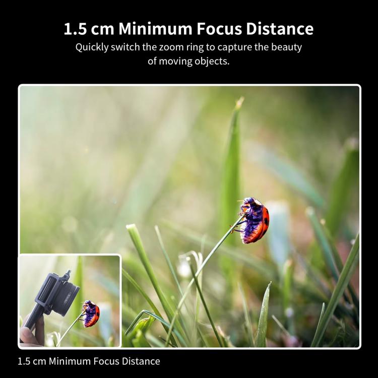 APEXEL APL-ZM100 10X-20X Fixed Focus Macro Cell Phone Lens For HD Close-up Photography - Black