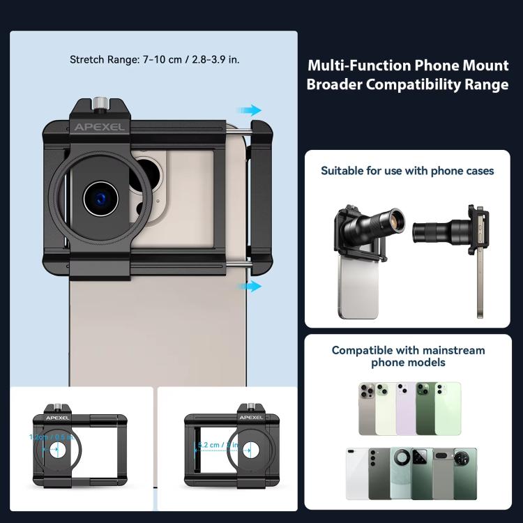 APEXEL APL-TM6 Portable 6X Telephoto Macro 2 In 1 Cell Phone Lens