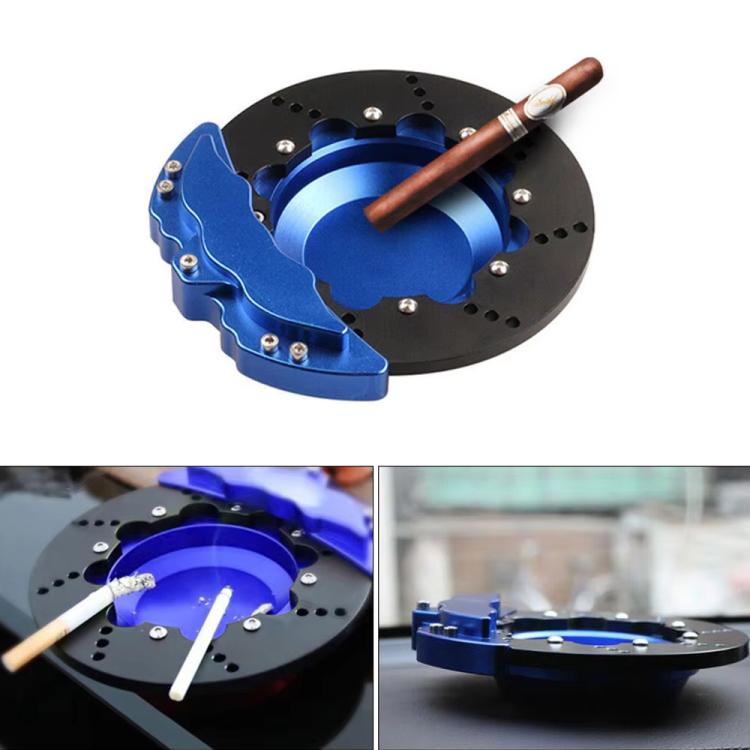 Car All-Aluminum Brake Disc Ashtray, Size: Rotating - Blue Black Edge