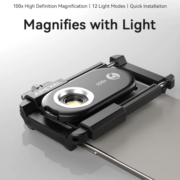 APEXEL APL-MS100 100X Portable Cell Phone Microscope With LED Lights