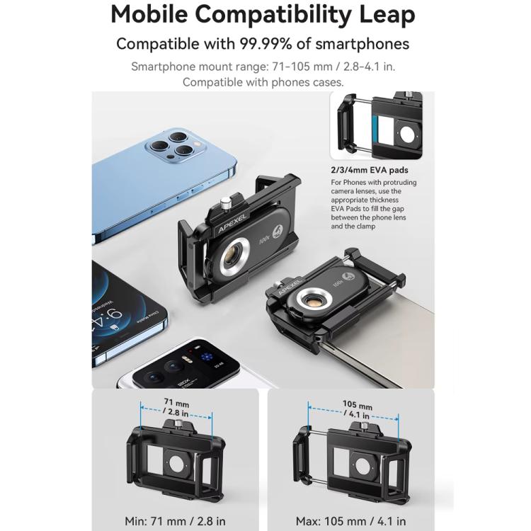 APEXEL APL-MS100 100X Portable Cell Phone Microscope With LED Lights
