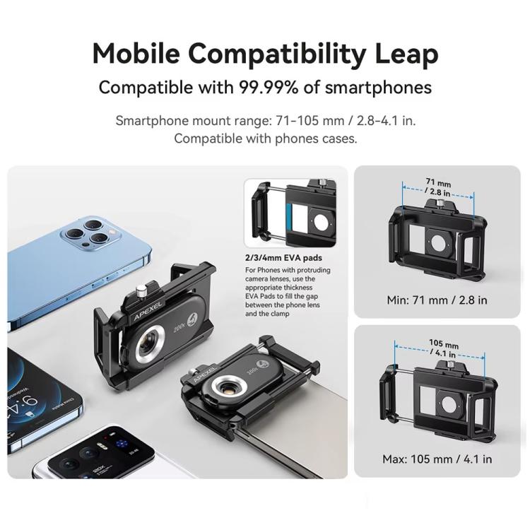 APEXEL APL-MS200 200x Portable Microscope Cell Phone Lens With LED/ UV Lights Built-in CPL Filter