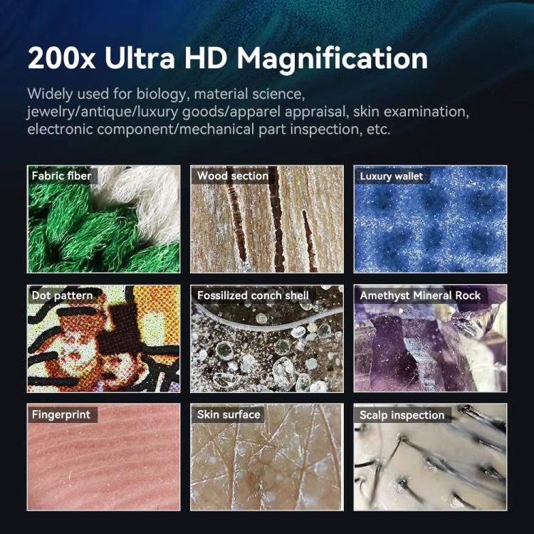 APEXEL APL-MS200 200x Portable Microscope Cell Phone Lens With LED/ UV Lights Built-in CPL Filter